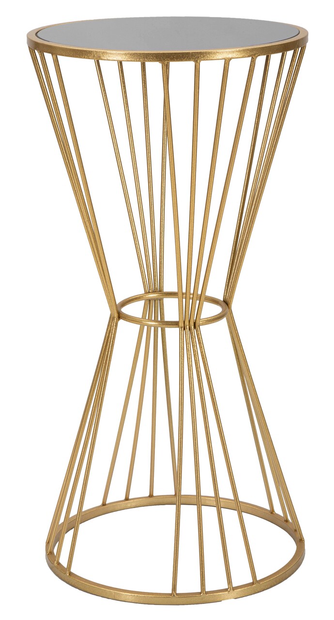 Masuta inalta, Super, Mauro Ferretti, Ø40 x 80 cm, fier/MDF/oglinda, auriu - imagine 7